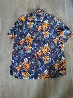 The Limited Men's Navy Button-Front Tropical Octopus Print Shirt